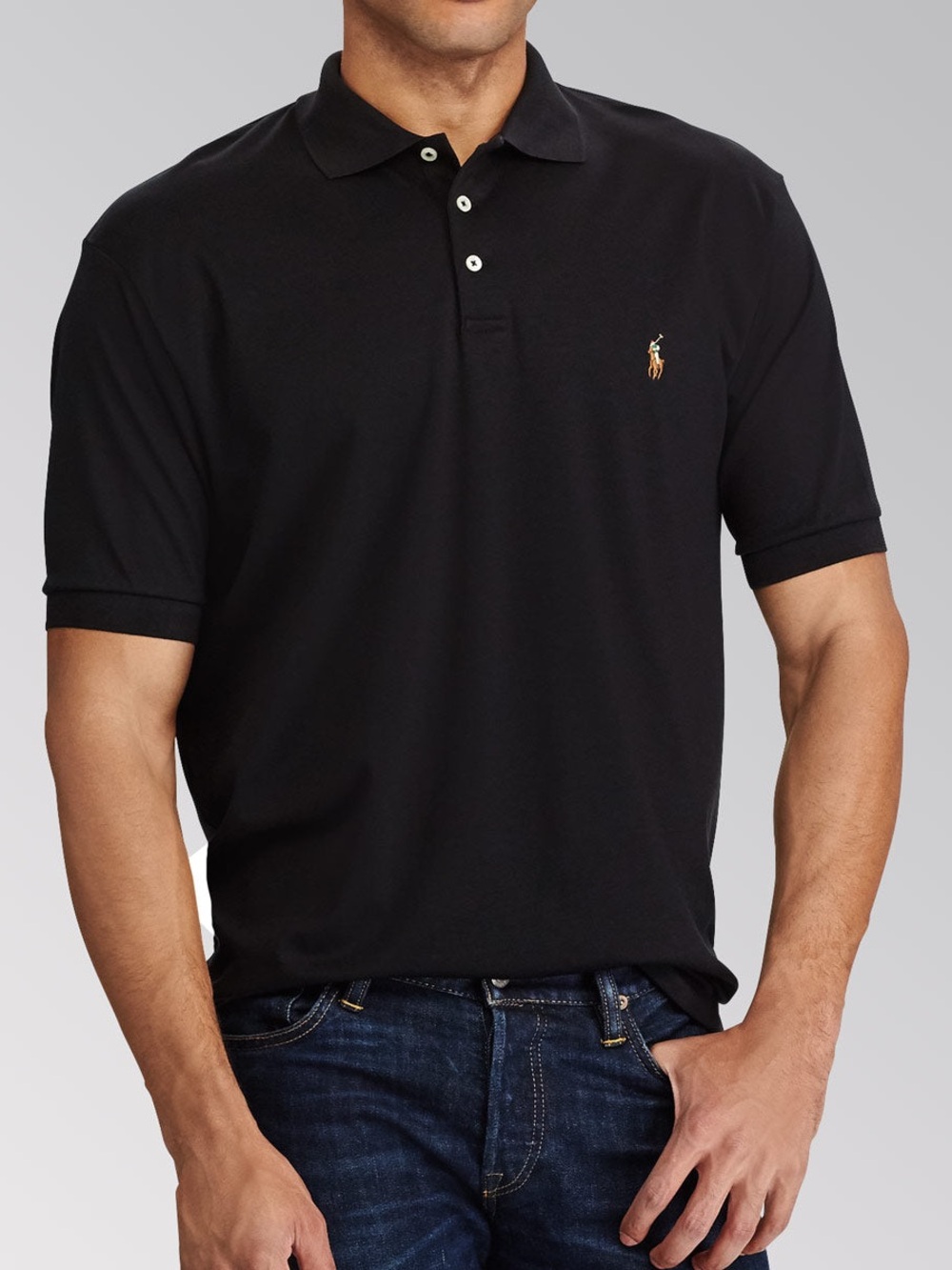 POLO RALPH LAUREN SHORT SLEEVE CUSTOM SLIM FIT SOFT TOUCH COTTON POLO SHIRT